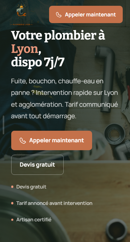 Urgence Plomberie Lyon — aperçu mobile