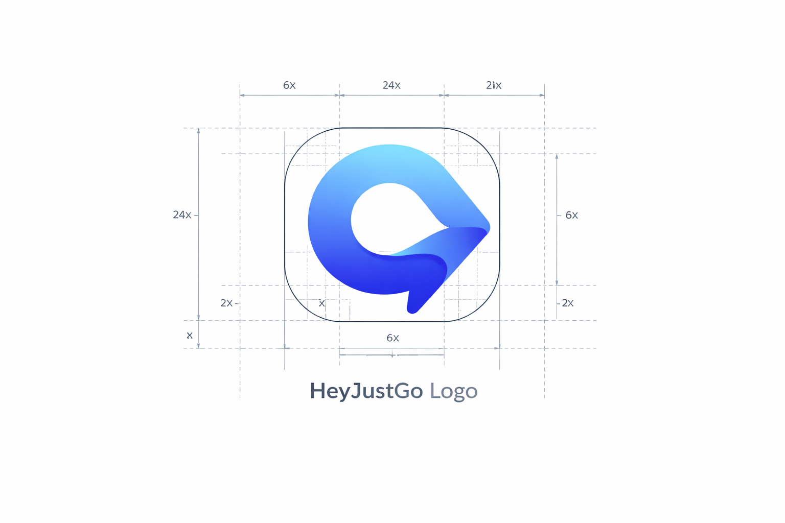 Construction du logo HeyJustGo